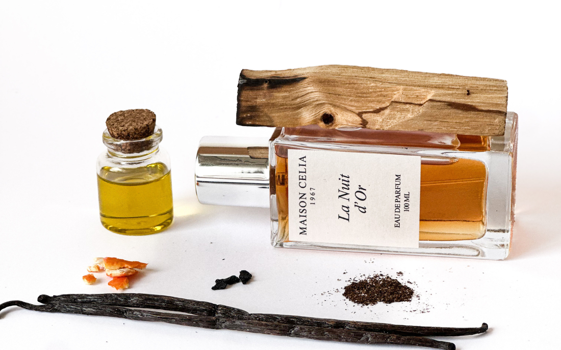 La Nuit d'Or Eau de Parfum de MAISON CELIA. Un perfume con flor de azahar, vainilla y sándalo